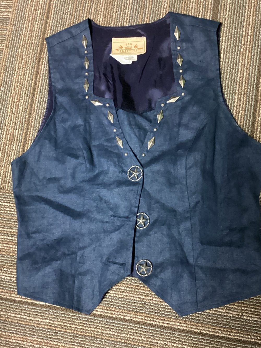 New Frontier Blue Embellished Western Vest